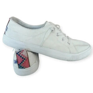 Tommy Bahamas White Canvas Lace Up Sneakers with Embroidered Back 9.5